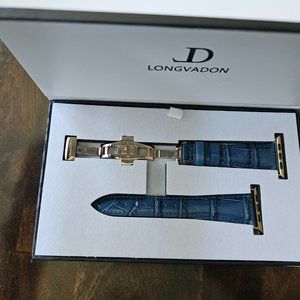 NEW! Longvadon Designer Women's Apple Watch Band Blue Size Medium 42/44